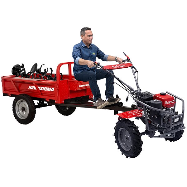 Motocultivador a Gasolina Branco Bttg15.0 90380015 com Carretinha Kawashima Tc500b 500kg Tc5