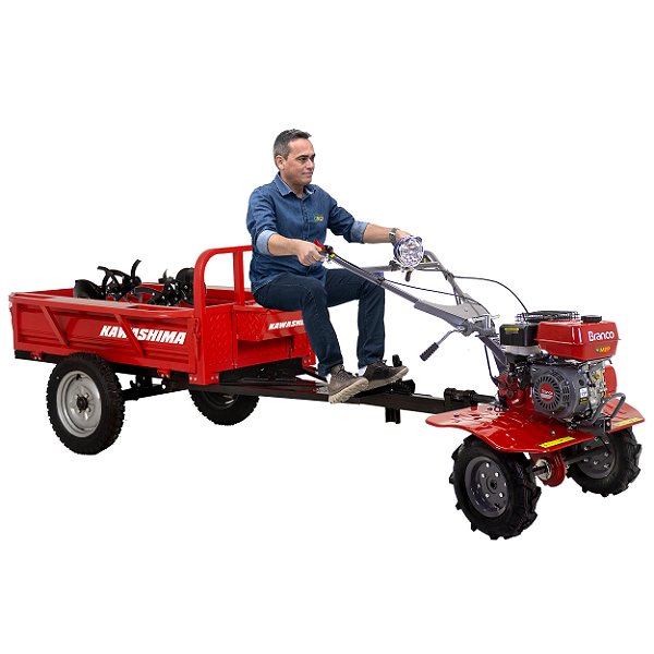 Motocultivador a Gasolina Branco Bttg6,5 800 com Carretinha Kawashima Tc500b 3353020 Tc6