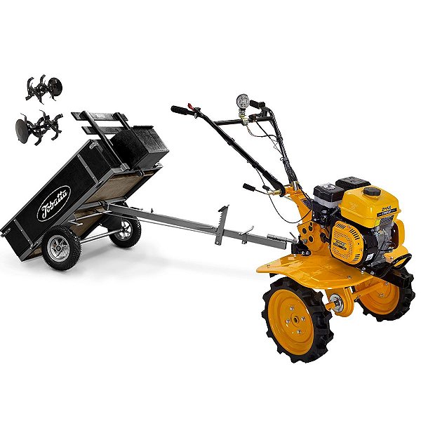 Motocultivador a Gasolina Zmax Zt900 212cc 7hp com Carretinha Tobata 1300R8 Basculante Bt1