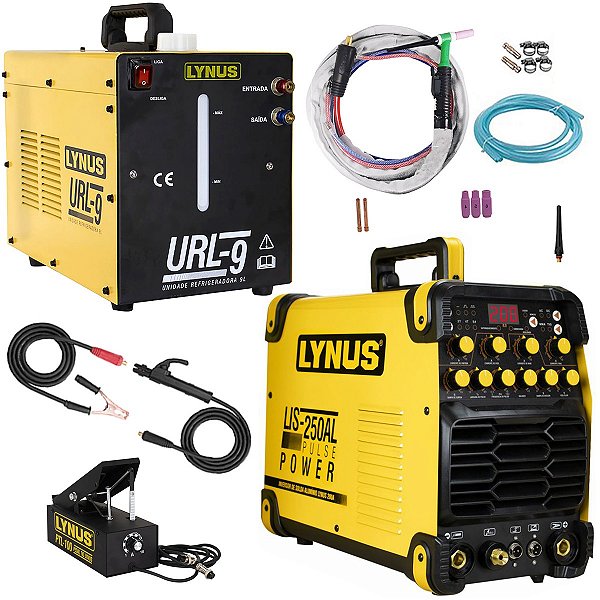 Inversora de Solda Tig Lynus Lis250Al Ac Dc Pulse com Unidade Refrigeradora Tocha e Pedal de Controle Ad0