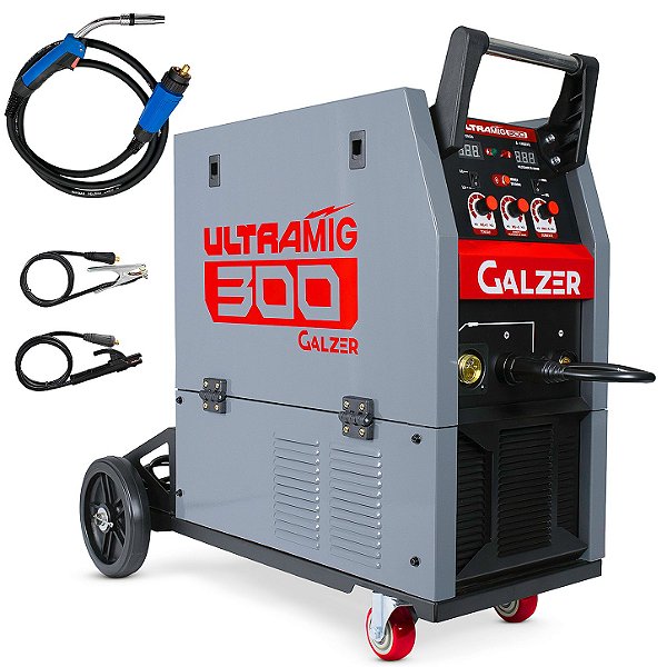 Máquina de Solda Mig Tig Mma Galzer Ultra Mig 300a 220v Monofásica com Tocha Mig Gz5