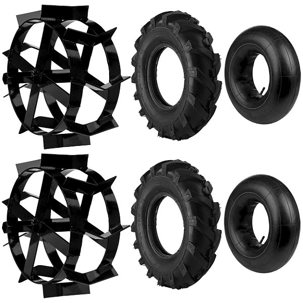 Kit Implementos Agrícolas para Motocultivador Roda de Ferro 15" ToT Power 2 Pneus e 2 Câmeras Z07