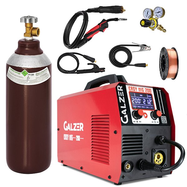 Inversor Solda Mig Galzer Easy Mig 200 220v Clindro 1mt Zg3