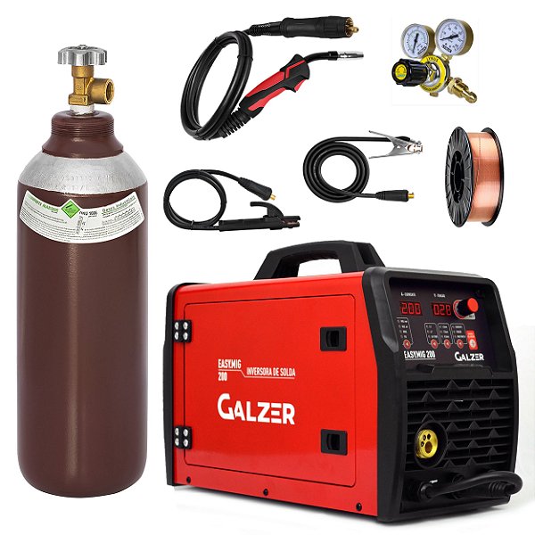 Inversor Solda Mig Galzer Easy Mig 200 220v Clindro 1mt Zg3