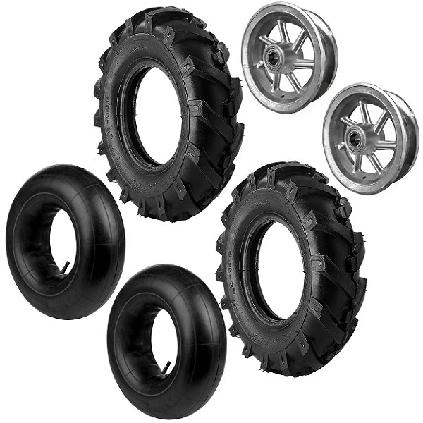 Par de Aros em Alumínio Tot Power 8" Polegadas 7 Raios 168kg com Pneu Agrícola e Câmera Roda Completa Z32