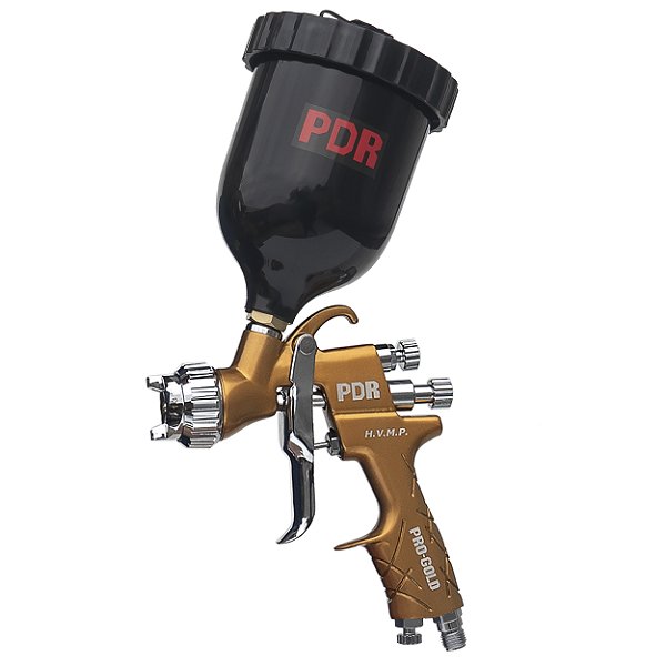 Pistola de Pintura Hvmp Pdr Pro Gold Bico 1,3mm Copo Preto 600ml P3gp