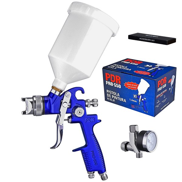 Pistola Pintura Pdr Pro-550m Hvlp 1,4mm com Manômetro 550m