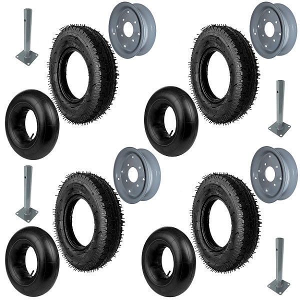 Quatro Pneu Universal 4.00-8 Câmara Eixo Roda Tot Power 4pe