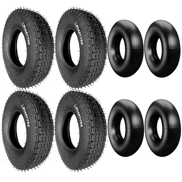 Quatro Pneu Universal Boartyre 4.00-8 70km/h 400kg 6 Lonas e Câmaras 4vp