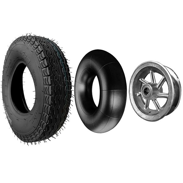 Pneu Universal Boartyre 4.00-8 70km/h 400kg 6 Lonas, Câmara e Aro de Alumínio 1va