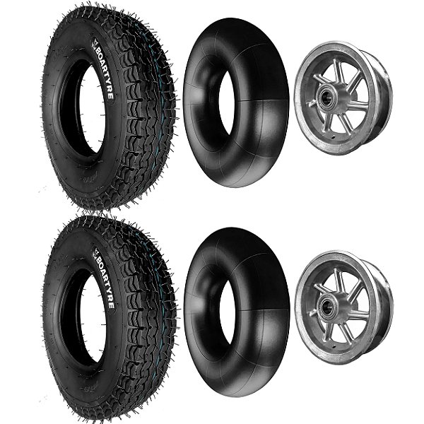 Par Pneu Universal Boartyre 4.00-8 70km/h 400kg 6 Lonas Câmaras, e Aros de Alumínio 2va