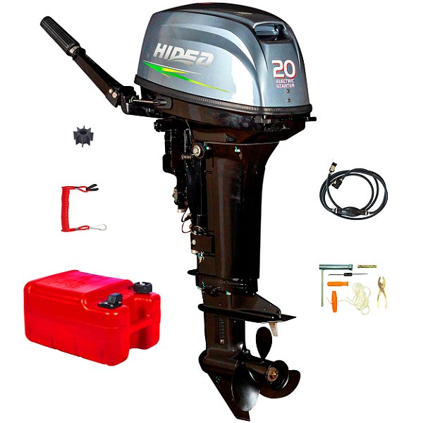 Motor Popa Hidea 20hp 326cc 2t Partida Elétrica Hv3