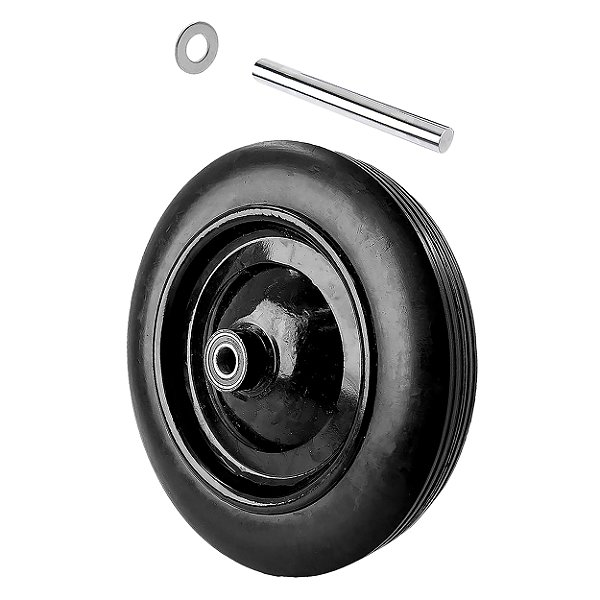 Roda Completa 200kg Pneu Maciço Rolamento Eixo Aço 30cm Xm1