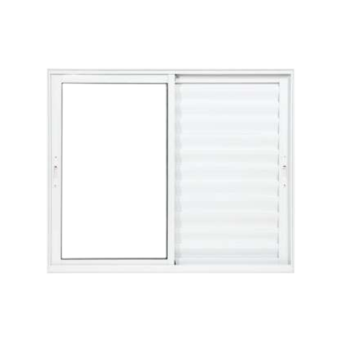 Janela de Aluminio Branco Veneziana três folhas com grade