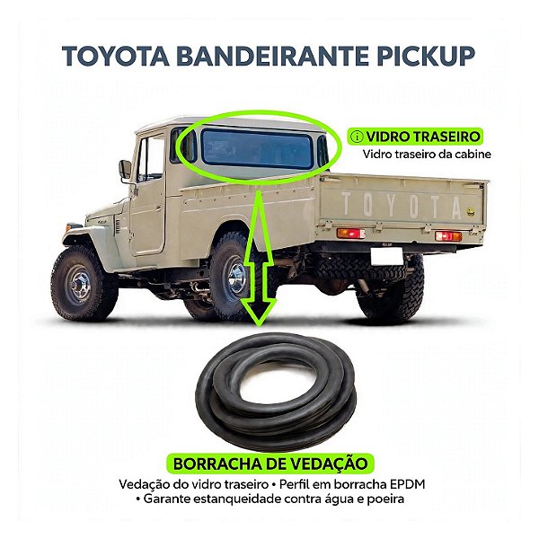 Borracha Vidro Traseiro Toyota Bandeirante Picape 58/92