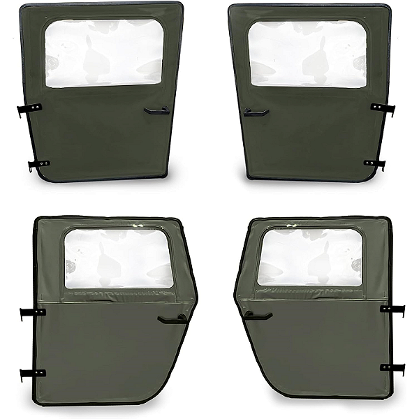 Jogo Portas Lona Humvee M998 Verde NATO 383 Militar Kit 4 Peças