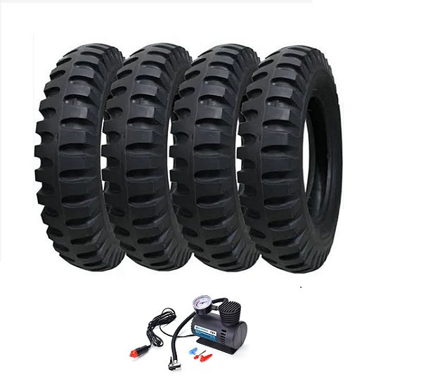 Pneu Militar Pirelli Anteo 650 x 16 Ctt 10 Lonas AT06 Jogo 4 Unidades + Compressor de Brinde
