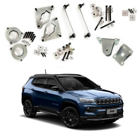 Kit Completo Lift 1.5 Polegadas Jeep Compass 4×2 ou 4x4 de 2016 a 2022