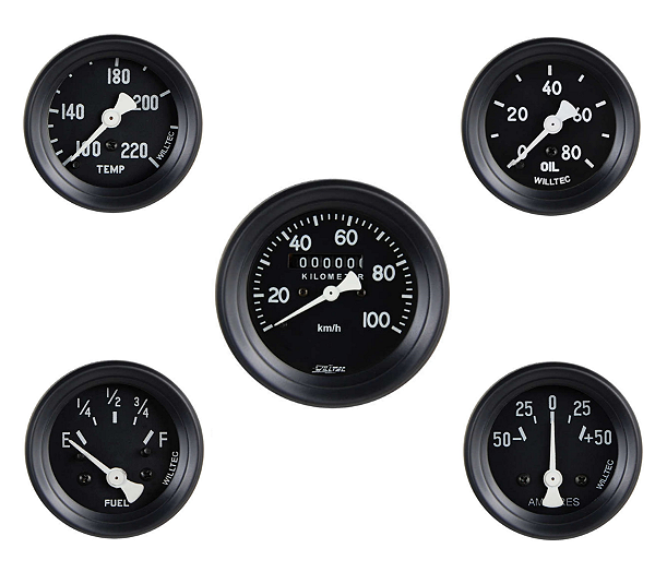 Kit Painel Velocimetro Jeep Willys Cj2 Cj3 Aro Preto
