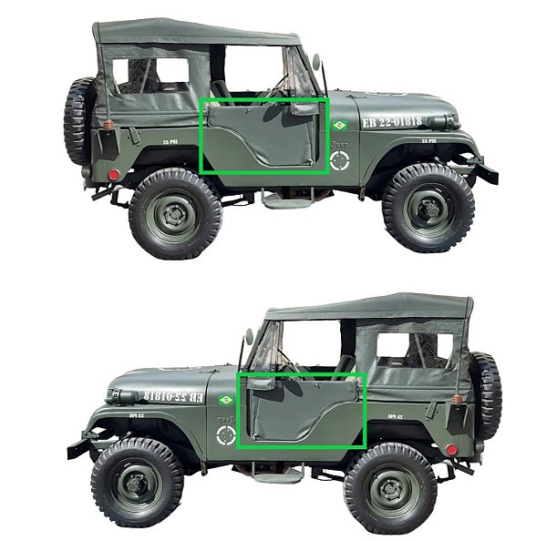JOGO DE PORTAS JEEP FORD WILLYS CJ5 1955 A 83 VERDE MILITAR