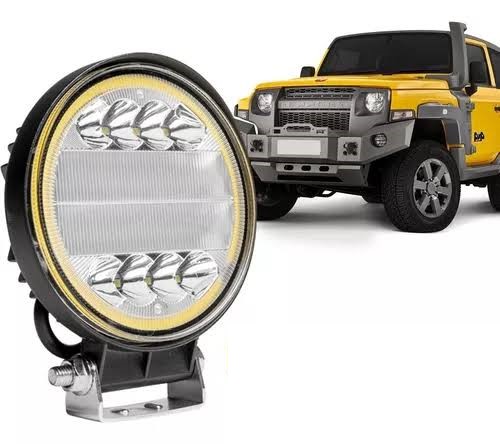 FAROL DE LED MILHA REDONDO 72W COM SETA ESTROBOL ÂMBAR 12,8X4CM