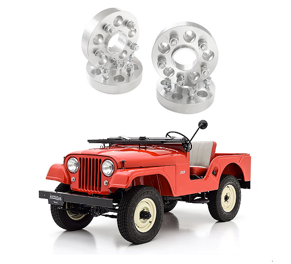 ESPACADOR ALARGADOR DE RODA 5 FUROS 50MM JEEP WILLYS FORD JOGO 4 PEÇAS