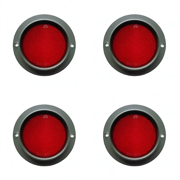 Kit 4 Refletor Metal Vermelho Olho Gato Jeep Militar M35
