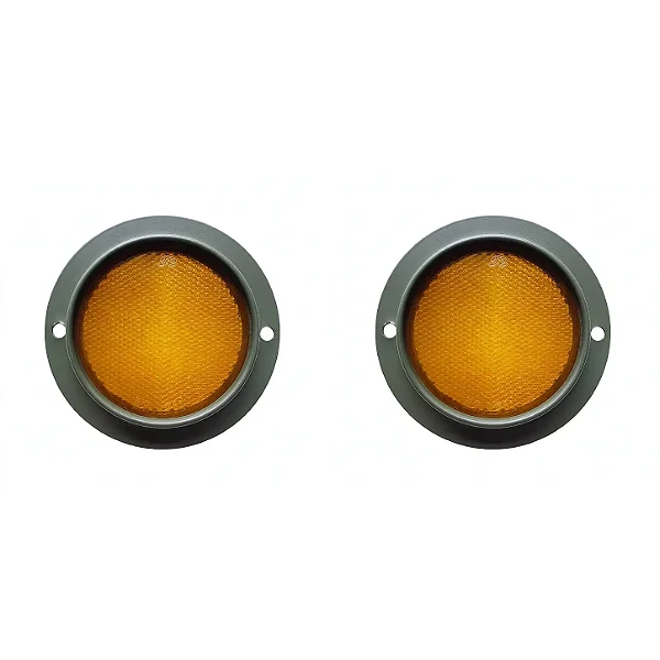 Par Refletor Metal Amarelo Ambar Olho Gato Jeep Caminhao Militar
