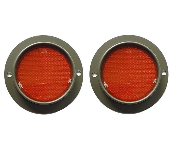 REFLETOR METAL AMARELO OLHO DE GATO JEEP MILITAR 2 PEÇAS