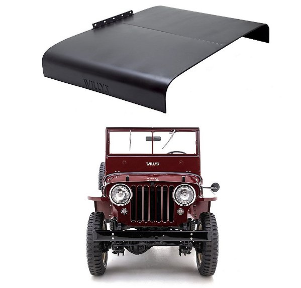 CAPÔ COM DOBRADIÇA JEEP CJ2A CJ3A DO 1946 A 1954 - ESTAMPADO WILLYS