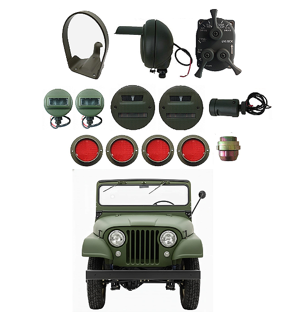 KIT DE ILUMINAÇÃO PARA JEEP MILITAR E VIATURAS MILITARES 12 VOLTS