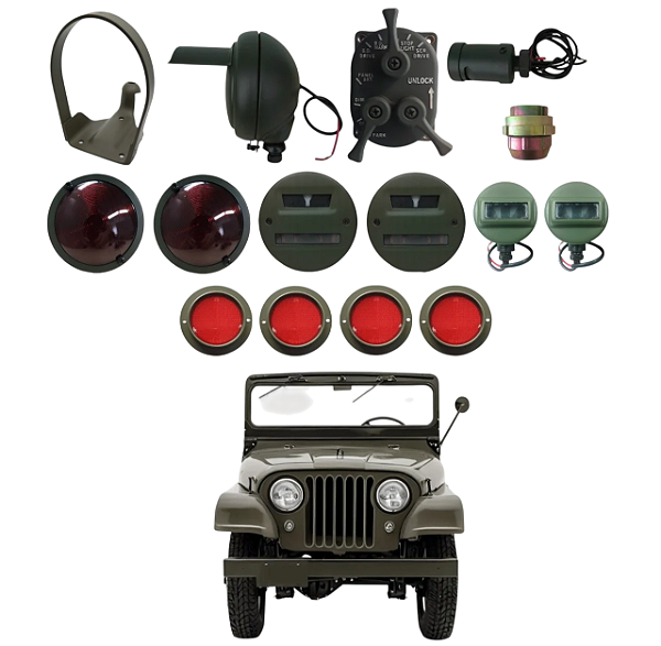 KIT DE ILUMINAÇÃO COMPLETO PARA JEEP MILITAR M520 - 12 V