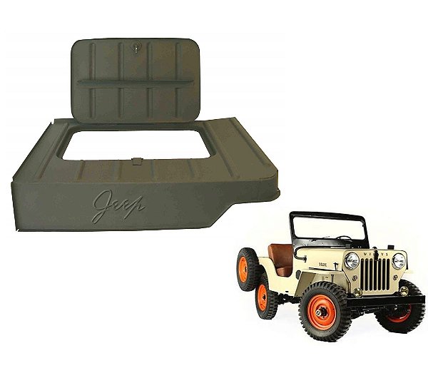 CAIXA DE FERRAMENTAS ESPECIAL COM TAMPA E ESTAMPA JEEP WILLYS CJ3B