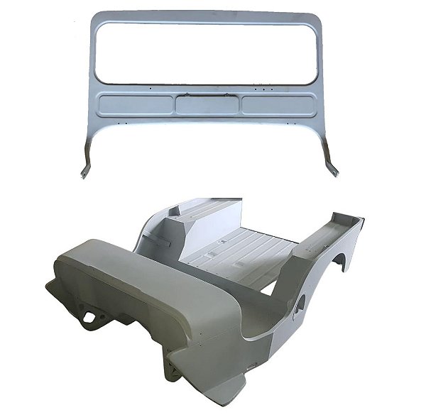 CARROCERIA CAIXOTE C/ QUADRO PARABRISA JEEP WILLYS CJ3 EM AÇO