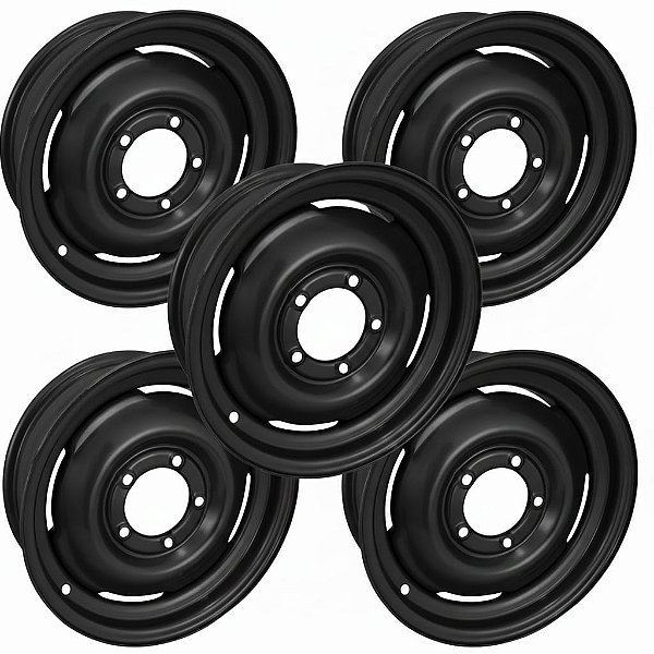 JOGO DE RODA ORIGINAL PARA JEEP CJ5 WILLYS / FORD ARO 16X6 / 5 FUROS PRETA