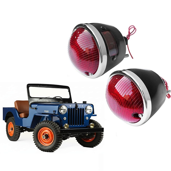 Lanterna Traseira Jeep Willys CJ3B com Aro Cromado e Vigia