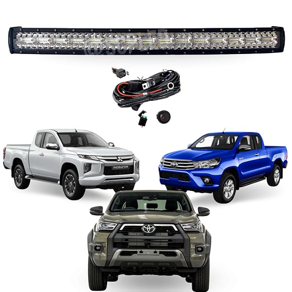 KIT Barra Led Curva 648w 8D Dual Color 107cm Strobo Branco e Âmbar + Chicote + Capa