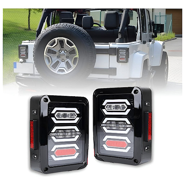 Lanternas Traseiras LED Diamond Series G3 Lente Cristal (Clear Lens) - Jeep Wrangler JK / JKU (2007-2018)