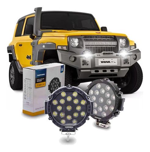Par Farol De Milha Troller T4 Redondo 17 Leds 51w 9v/60v 6000k