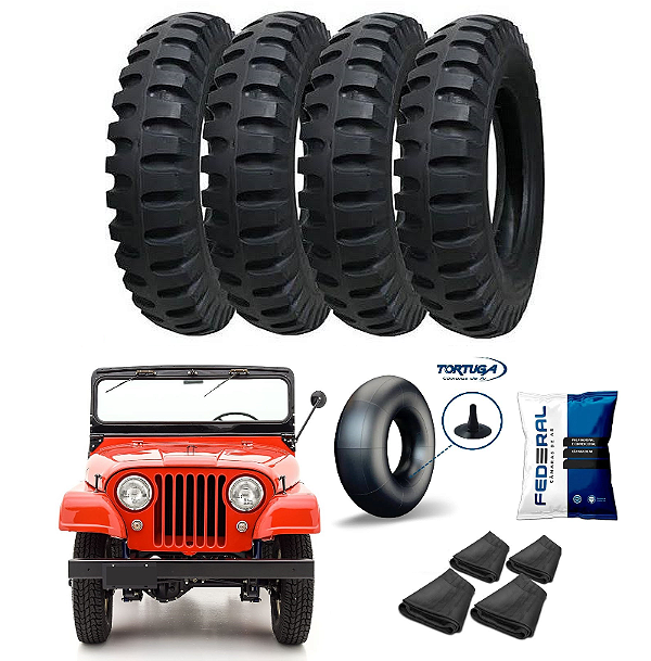 Jogo Pneu Militar Anteo 650 x 16  Com Câmaras de Ar Jeep Willys Ford