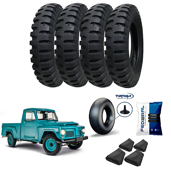 Jogo Pneu Militar Anteo 650 x 16  Com Câmaras de Ar Picape F75 Willys