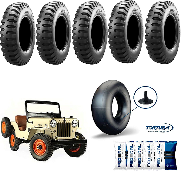 Jogo Pneu Militar Pirelli Anteo AT-06 650 x 16 Jeep Willys CJ3B JG 5Un