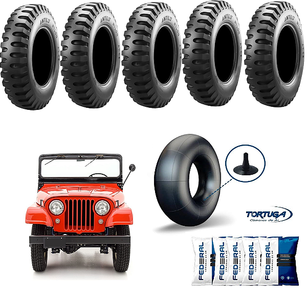 Jogo Pneu Militar Pirelli Anteo AT-06 650 x 16 Jeep Willys CJ5 JG 5Un