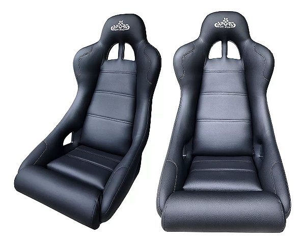 Bancos Concha Fixo Preto + Trilho Jeep Willys Cj5, Buggy, Gaiola e UTV