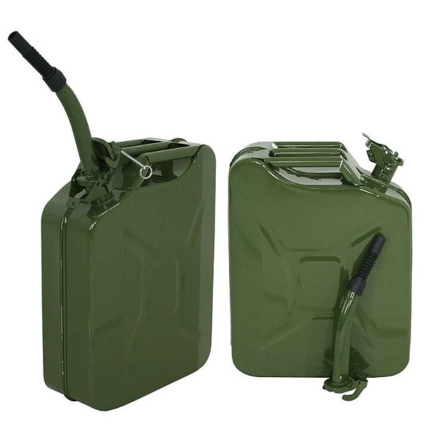Kit 2 Galão Metal 0.8mm Militar 20L Para Combustível Com Bico Extensor
