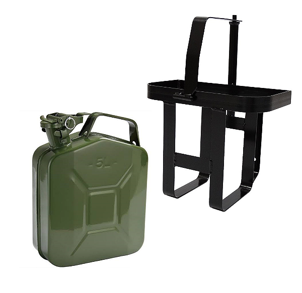 SUPORTE COM GALÃO 05 LITROS MILITAR PARA COMBUSTÍVEL E ÁGUA