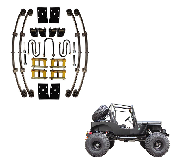 Kit De Molas De Adaptação Para Suspensão Jeep Rural F 75 Ford / Willys Canela Grossa