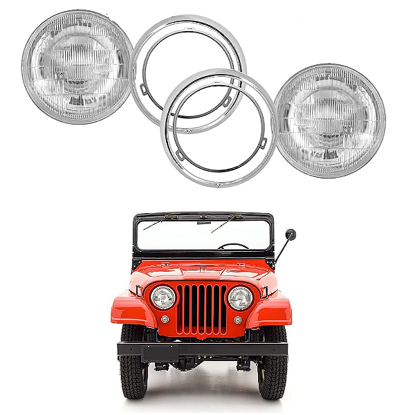 FAROL COM ARO INTERNO E EXTERNO JEEP CJ5 FORD / WILLYS