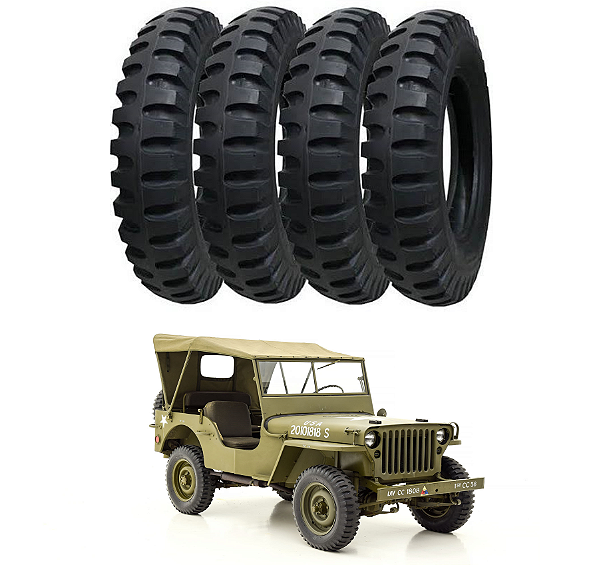 Jogo Pneu Militar 600-16 Pirelli Anteo MT06 Jeep Militar GPW MB 4 Un