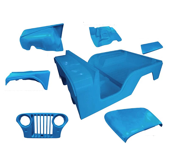 Carroceria em Fibra Azul Turquesa para Jeep Willys CJ5 1955 à 1983